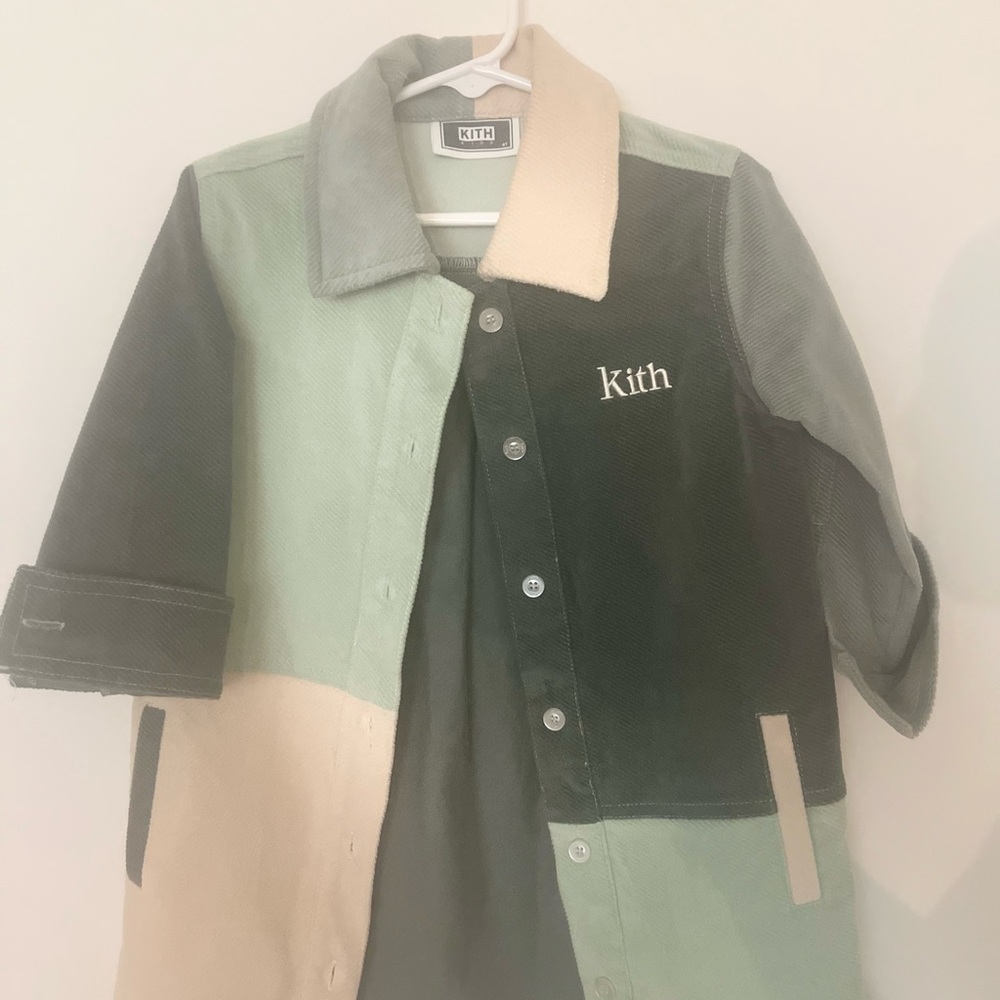 Kith Kids Patchwork Jean Jacket - Green and Cream